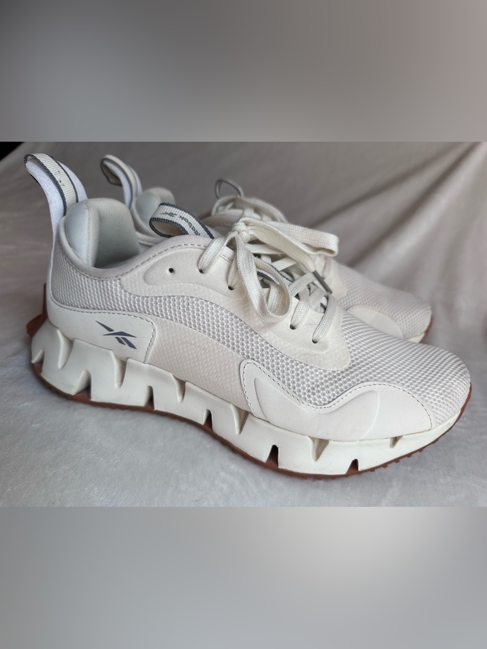 Reebok Women’s Cream/White Zig-Style Athletic Sneakers